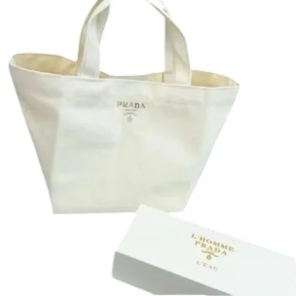 Prada Cream with Gold Logo SmallTote - Picture 2 of 2